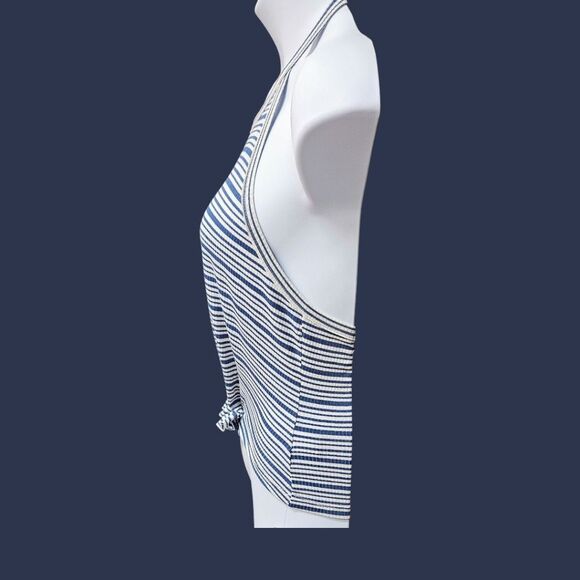 NSR Women's Stripped Ruched Halter Neck Top Size Large - Picture 4 of 14